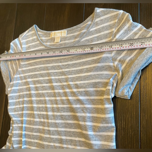White and Grey Striped T Shirt, Michael Kors, Small, Lightly Worn - Picture 6 of 8